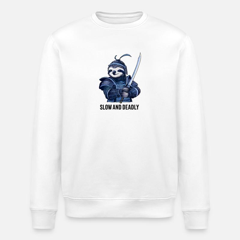 Samurai Sloth - Stanley/Stella ROLLER Unisex Organic Sweatshirt - white