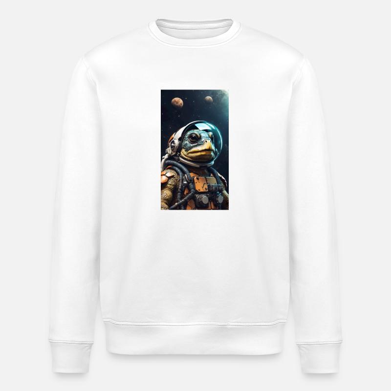 Turtle Astronaut - Stanley/Stella ROLLER Unisex Organic Sweatshirt - white