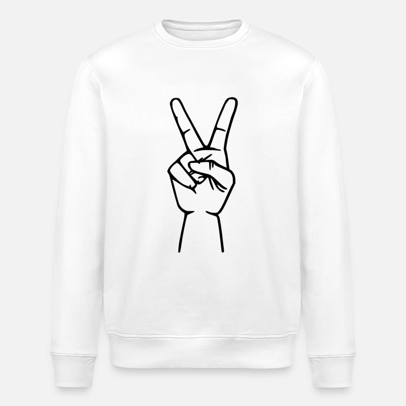 Peacezeichen siegeszeichen hand - Stanley/Stella Unisex Bio-Sweatshirt ROLLER - Weiß