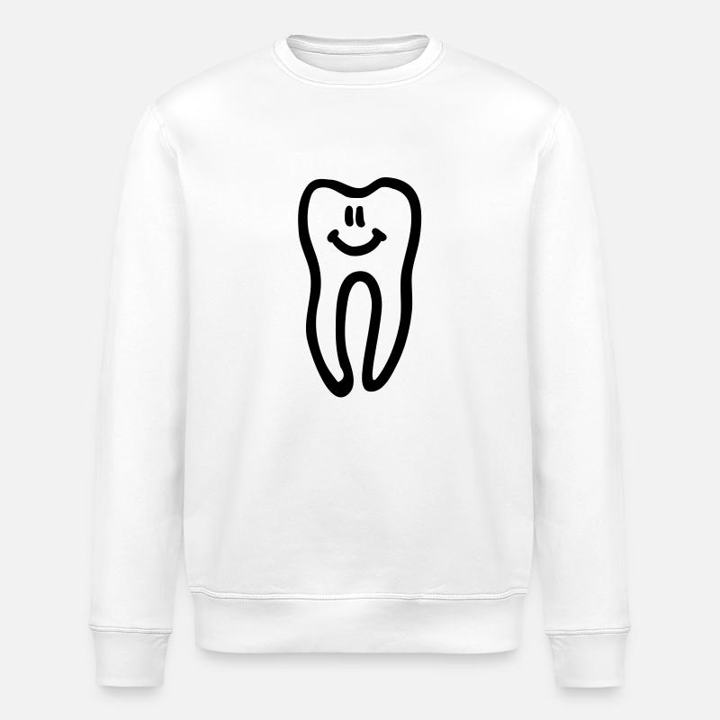 zahn_smiley__f1 - Stanley/Stella Unisex Bio-Sweatshirt ROLLER - Weiß