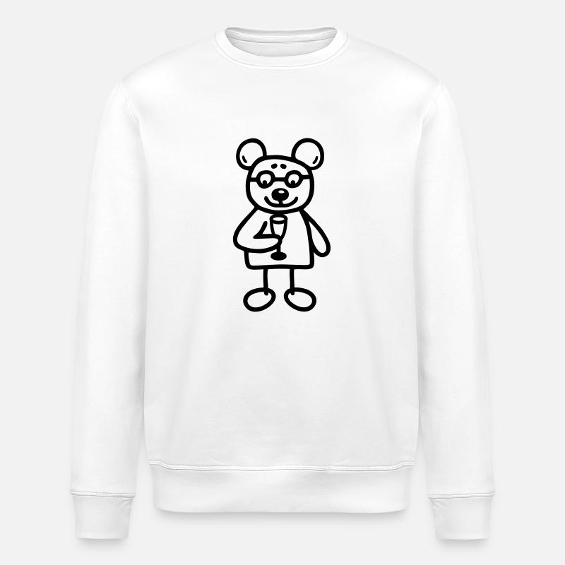 Bär mit Sekt - Stanley/Stella Unisex Bio-Sweatshirt ROLLER - Weiß