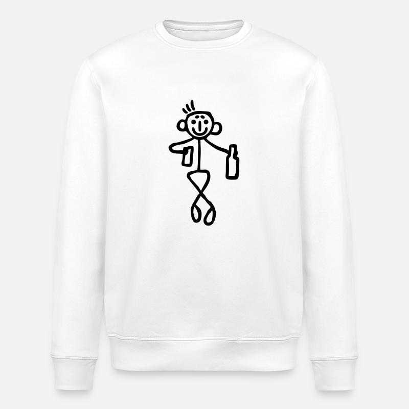 Strichmännchen mit Flasche Bier - Stanley/Stella Unisex Bio-Sweatshirt ROLLER - Weiß
