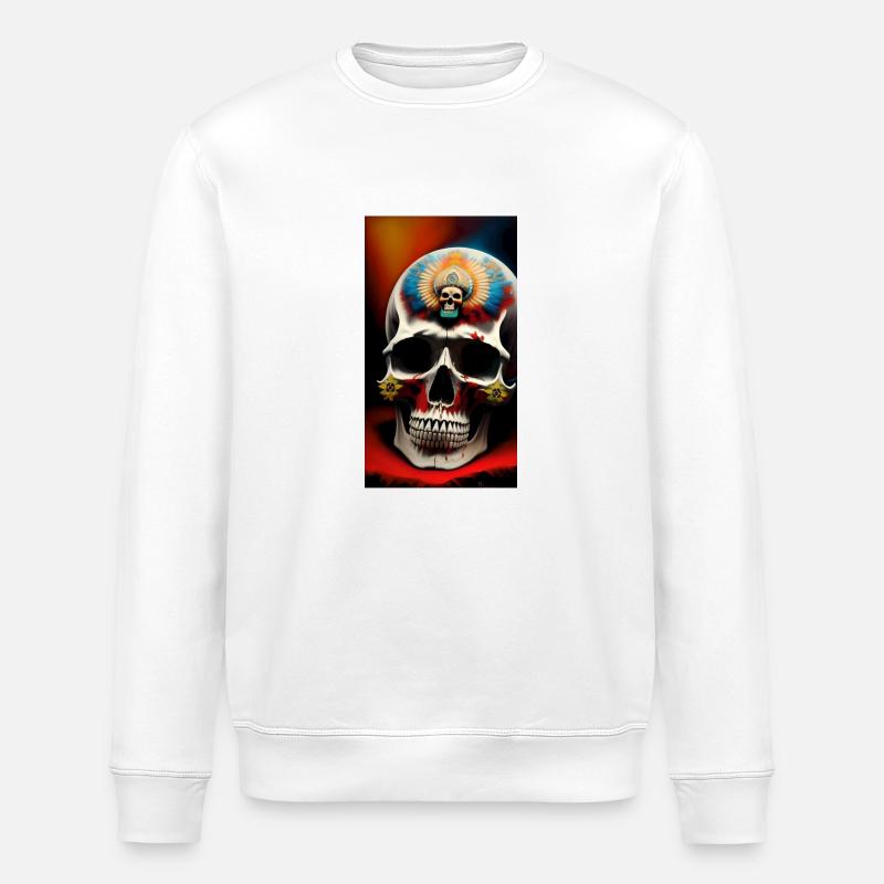 Indianer Schädel - Stanley/Stella Unisex Bio-Sweatshirt ROLLER - Weiß