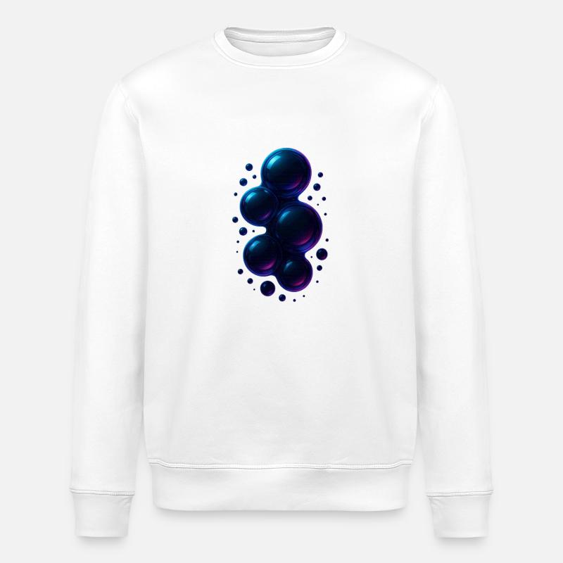 Bulles 3D Bleu - Sweat bio ROLLER Stanley/Stella Unisexe - blanc