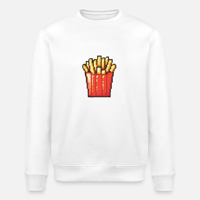 Fries Pixel Gamer - Stanley/Stella ROLLER Unisex Organic Sweatshirt - white