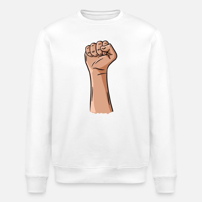 Main avec le poing fermé - Sweat bio ROLLER Stanley/Stella Unisexe - blanc