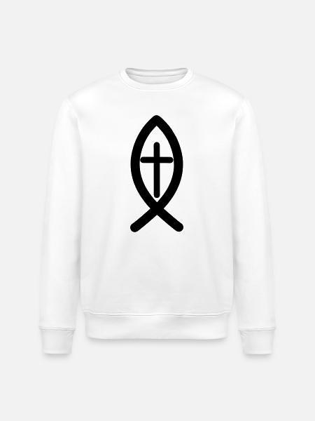 Jesus symbol - Stanley/Stella ROLLER Unisex Organic Sweatshirt - white
