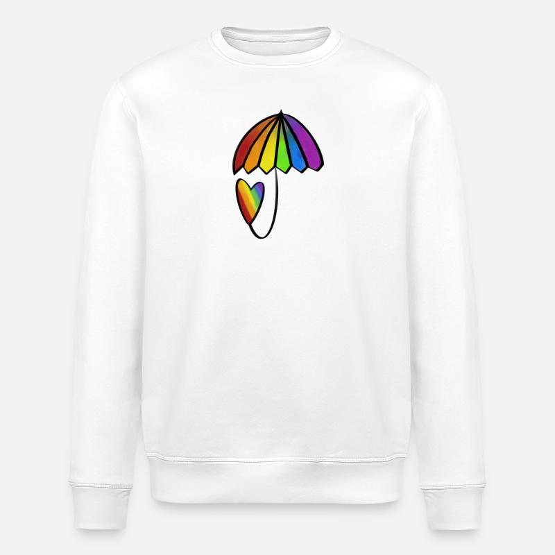 Regenbogen Herz mit Schirm - Stanley/Stella Unisex Bio-Sweatshirt ROLLER - Weiß