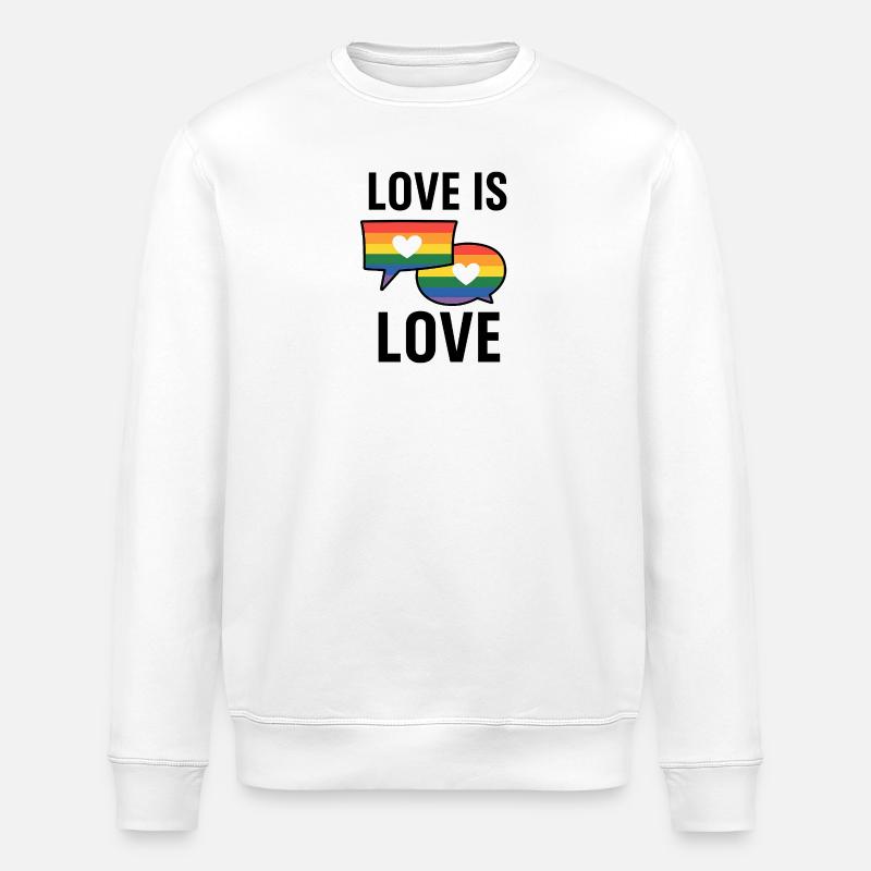 Rainbow Love Speech Bubbles - Stanley/Stella ROLLER Unisex Organic Sweatshirt - white