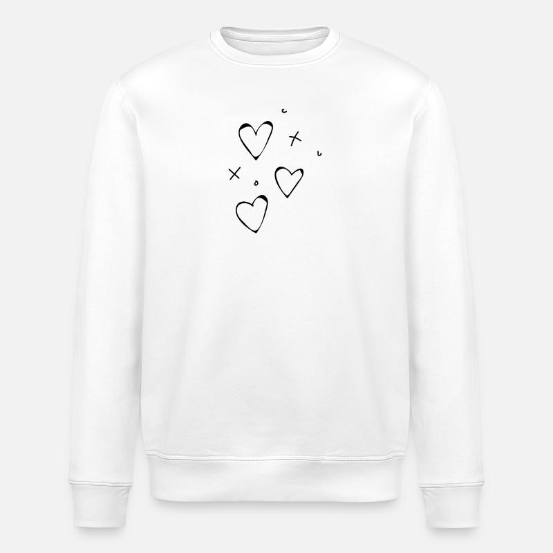 Herz – minimalistisches, handschrift, gezeichnet - Stanley/Stella Unisex Bio-Sweatshirt ROLLER - Weiß