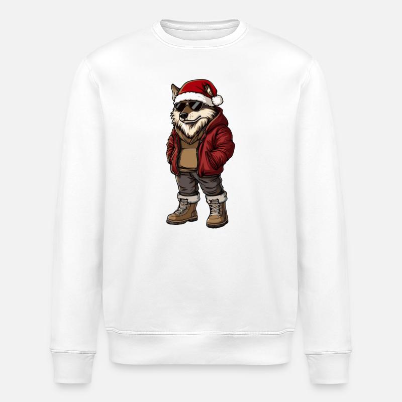 Noël Loup Hiver - Sweat bio ROLLER Stanley/Stella Unisexe - blanc