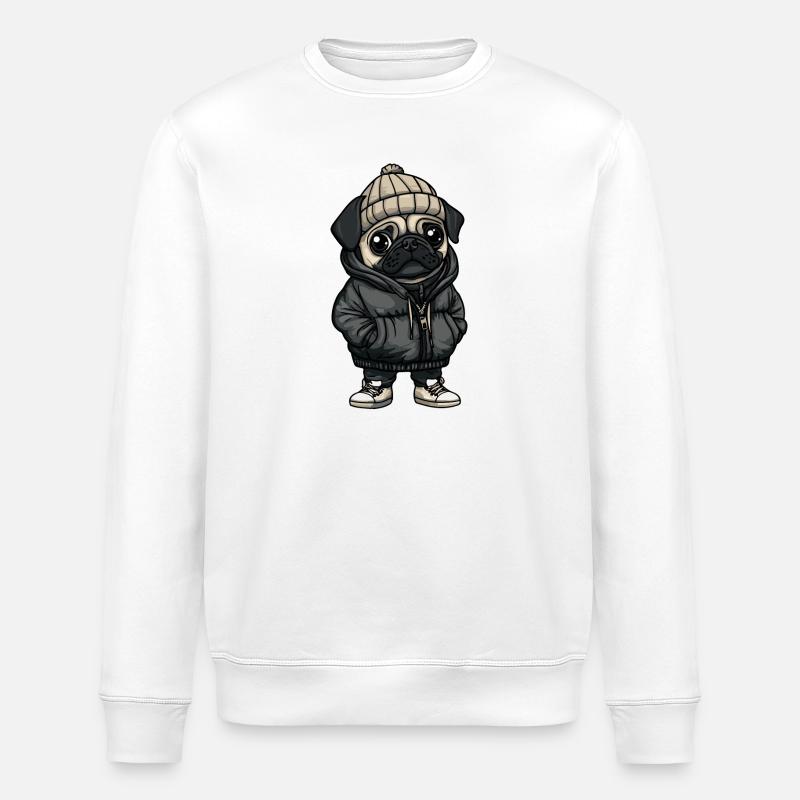 Carlin chien dessin animé - Sweat bio ROLLER Stanley/Stella Unisexe - blanc