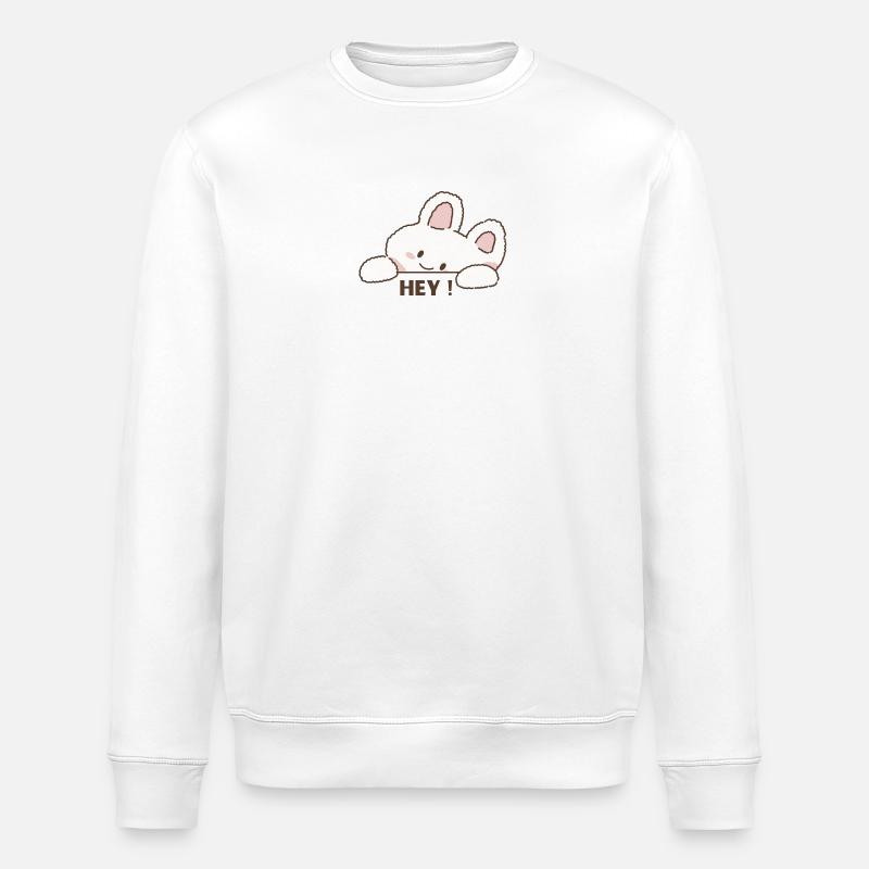 Cuddly Bunny Hey – Cute Cartoon Message - Stanley/Stella ROLLER Unisex Organic Sweatshirt - white