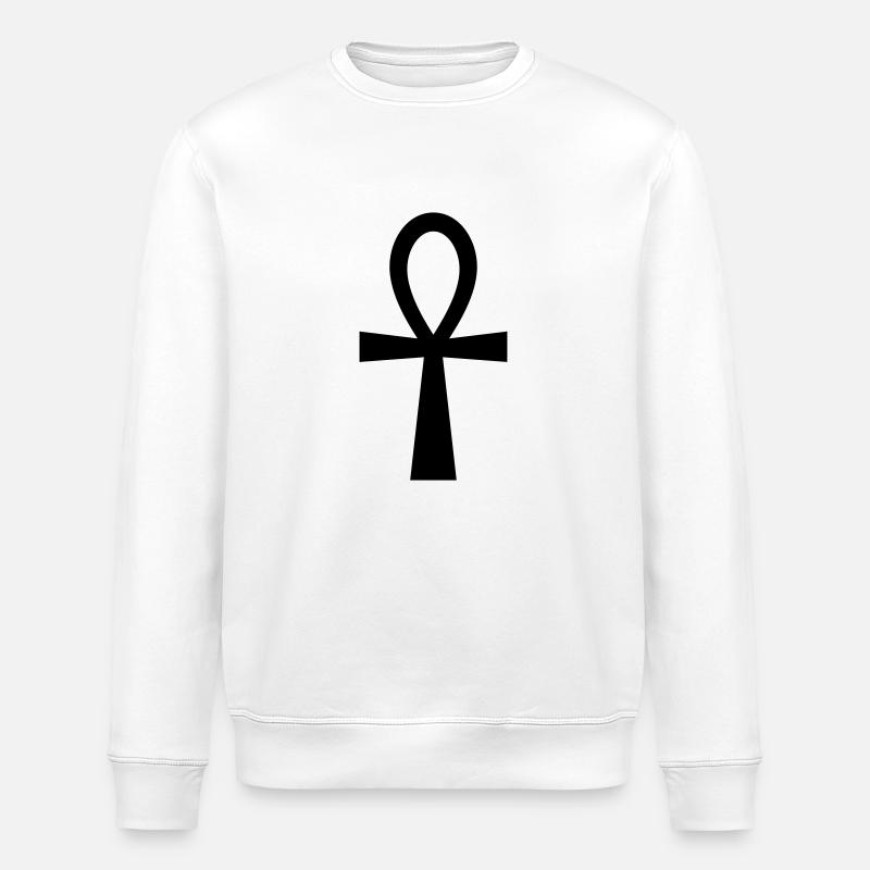 Ankh Symbol (Vector) - Stanley/Stella ROLLER Unisex Organic Sweatshirt - white
