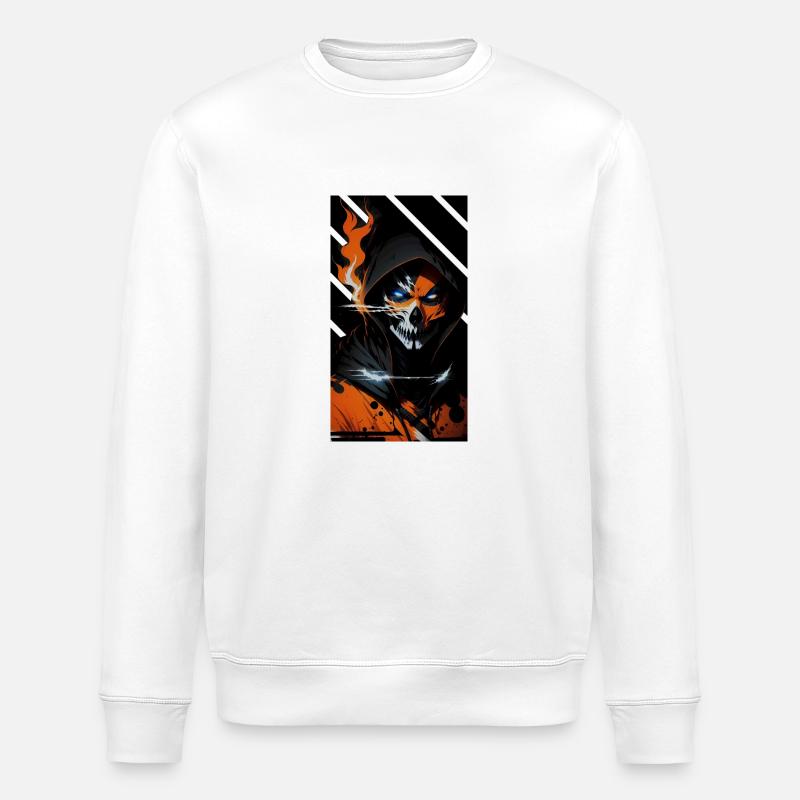 Feuriger Totenkopf-Wächter - Stanley/Stella Unisex Bio-Sweatshirt ROLLER - Weiß