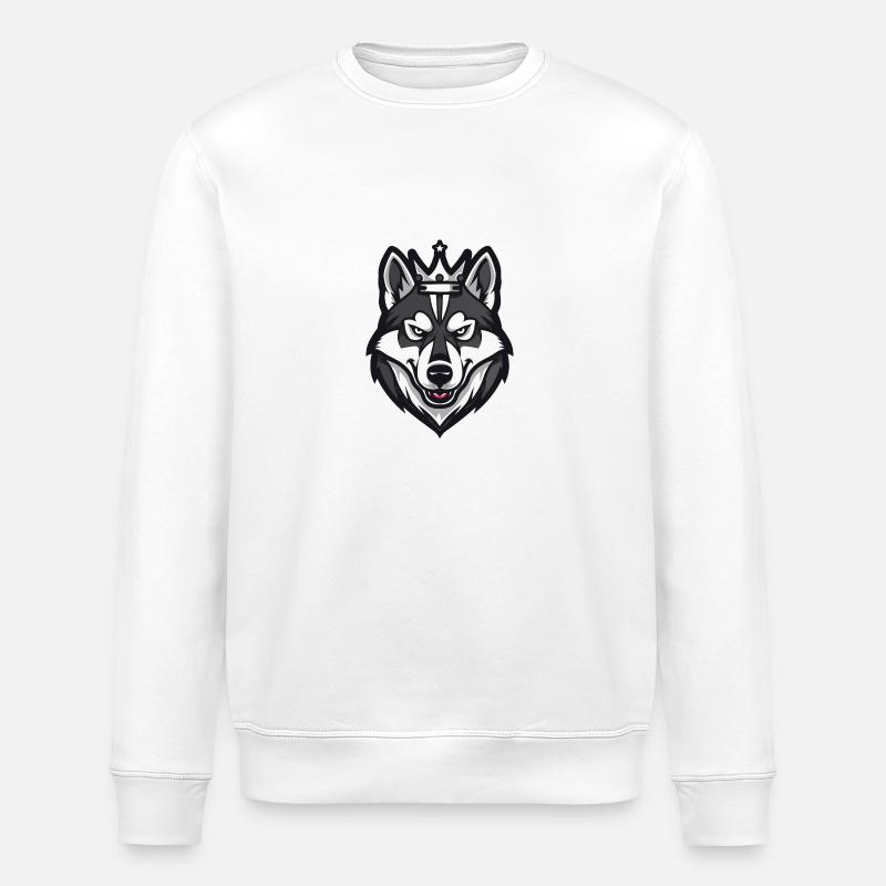 Husky Hund Krone - Stanley/Stella Unisex Bio-Sweatshirt ROLLER - Weiß