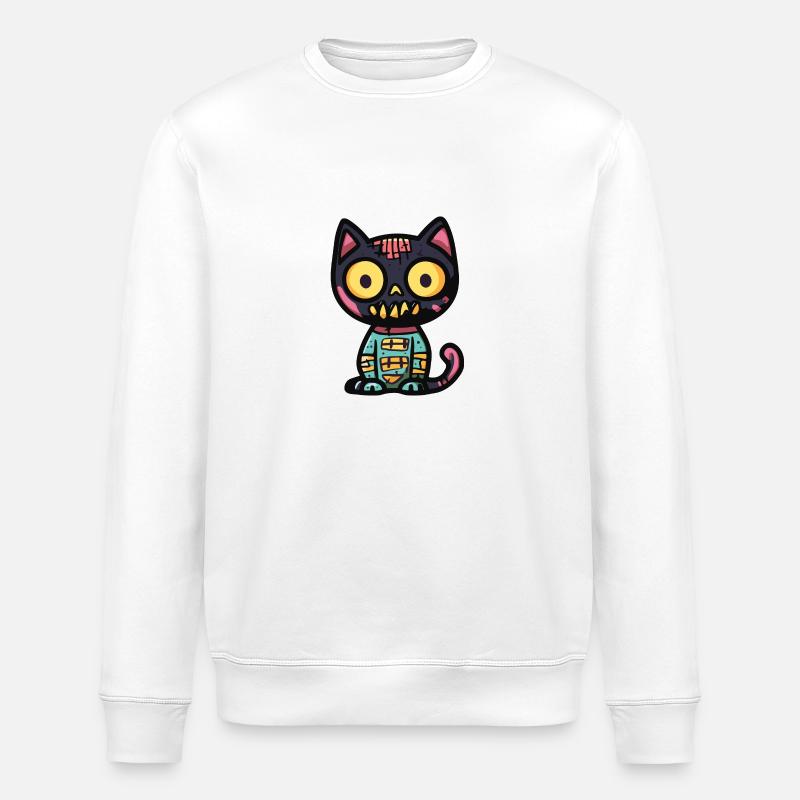Katze Halloween Lustig - Stanley/Stella Unisex Bio-Sweatshirt ROLLER - Weiß