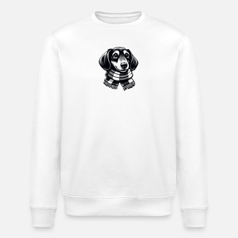 Dackel mit Schal - Stanley/Stella Unisex Bio-Sweatshirt ROLLER - Weiß