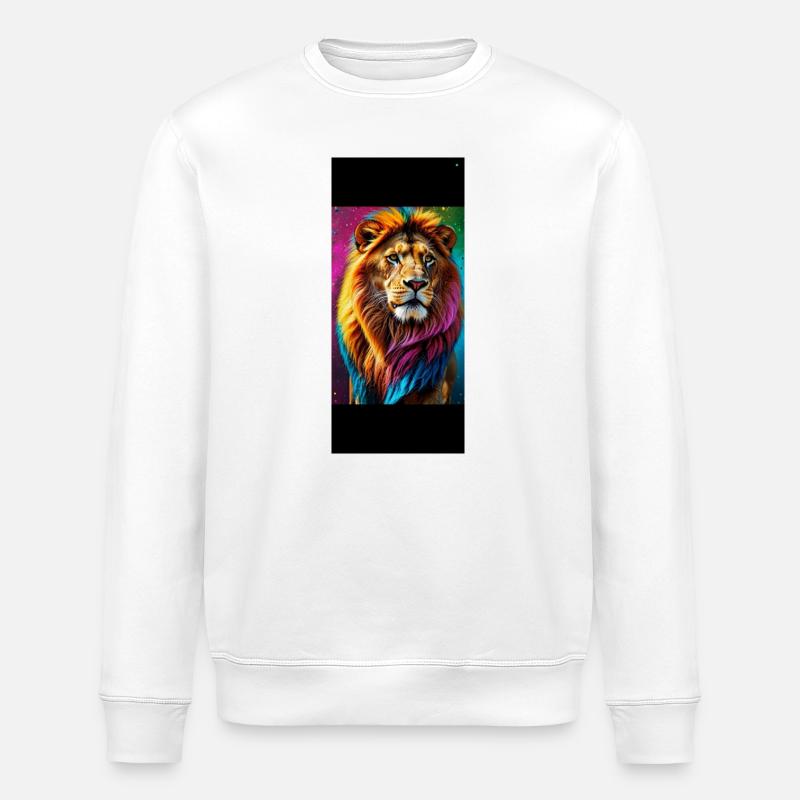 Regenbogen-Löwe - Stanley/Stella Unisex Bio-Sweatshirt ROLLER - Weiß