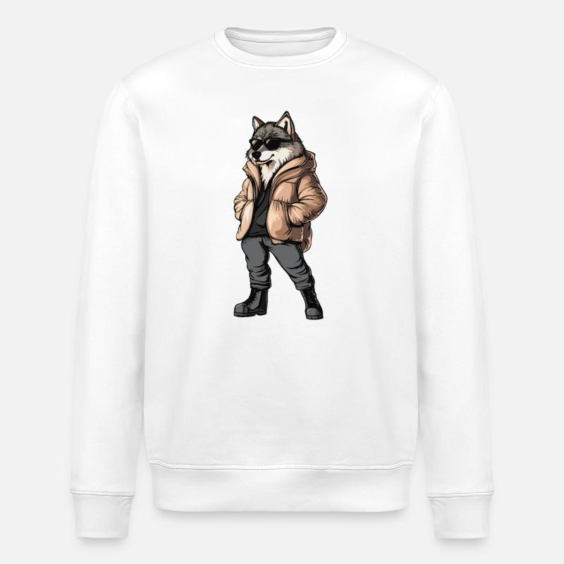 Wolf Cool Winter - Stanley/Stella ROLLER Unisex Organic Sweatshirt - white