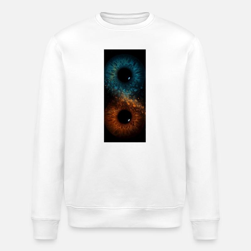 Double Eye Blau und Orange - Stanley/Stella Unisex Bio-Sweatshirt ROLLER - Weiß