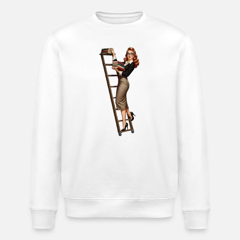 Pin-up des Bibliothekars - Stanley/Stella Unisex Bio-Sweatshirt ROLLER - Weiß