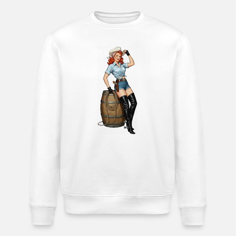 Look rétro de cowboy pin-up - Sweat bio ROLLER Stanley/Stella Unisexe - blanc