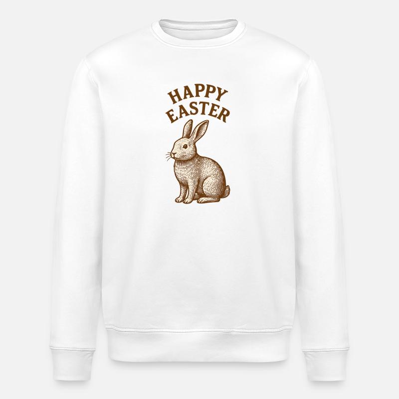 Osterhase mit Happy Easter, Osterhase - Stanley/Stella Unisex Bio-Sweatshirt ROLLER - Weiß