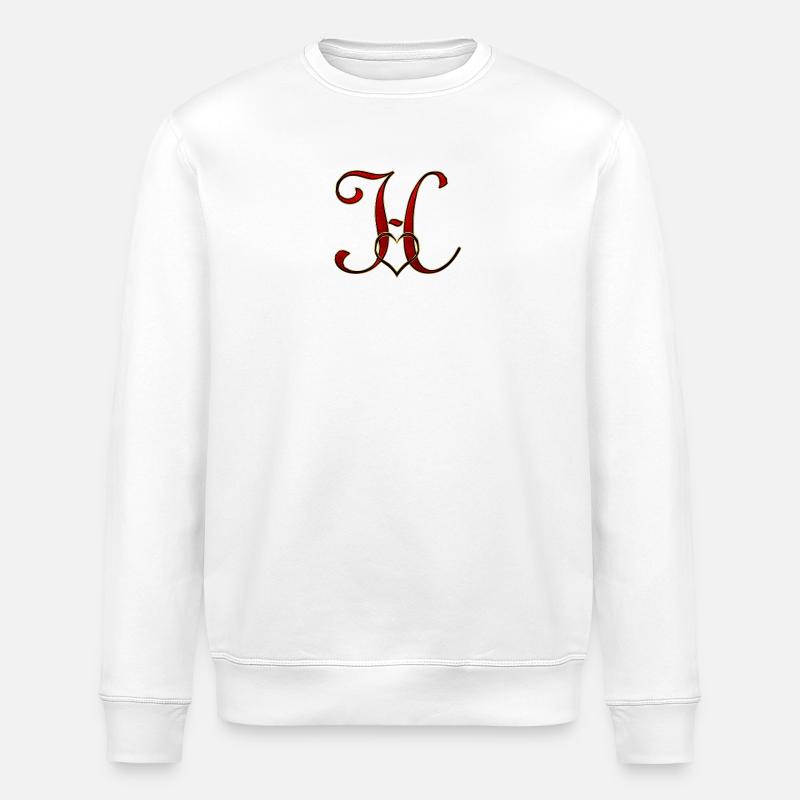Monogram H with heart frame - Stanley/Stella ROLLER Unisex Organic Sweatshirt - white