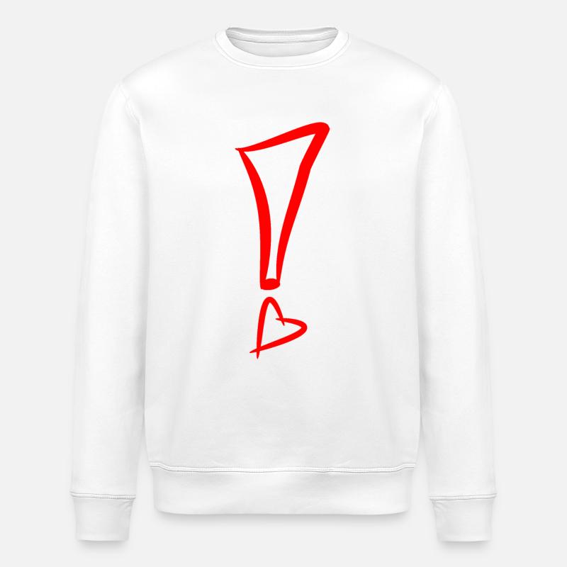 Point d'exclamation avec coeur rouge - Sweat bio ROLLER Stanley/Stella Unisexe - blanc