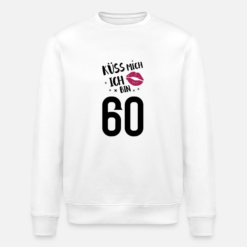 Küss mich ich bin 60 - Stanley/Stella Unisex Bio-Sweatshirt ROLLER - Weiß