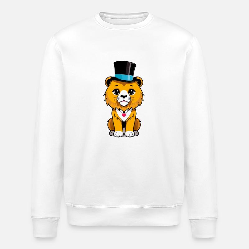 Petit Lion avec un chapeau - Sweat bio ROLLER Stanley/Stella Unisexe - blanc