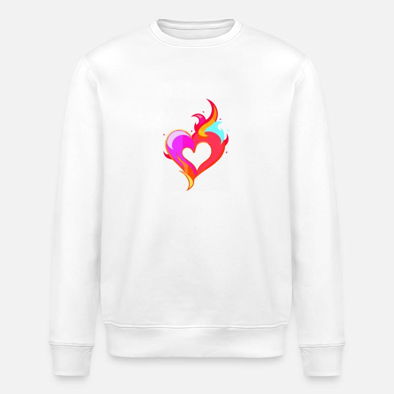 Feuer Herz - Stanley/Stella Unisex Bio-Sweatshirt ROLLER - Weiß