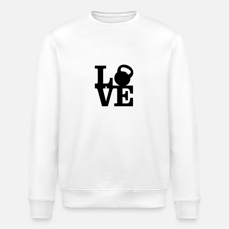 Kettlebell Love - Stanley/Stella ROLLER Unisex Organic Sweatshirt - white