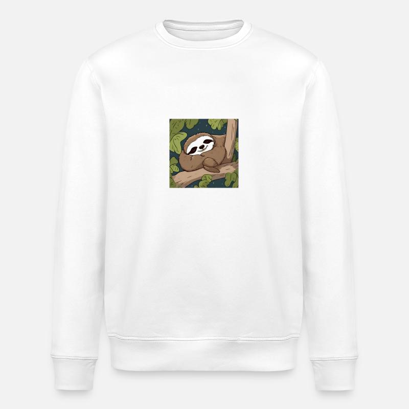 Cute sleeping sloth - Stanley/Stella ROLLER Unisex Organic Sweatshirt - white