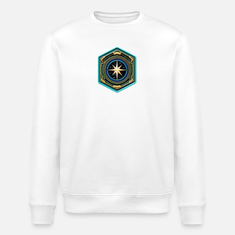 Kartenstern Kompass Patch - Stanley/Stella Unisex Bio-Sweatshirt ROLLER - Weiß