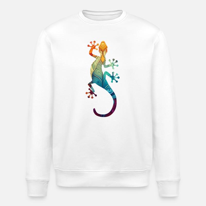Mandala Gecko - Sweat bio ROLLER Stanley/Stella Unisexe - blanc