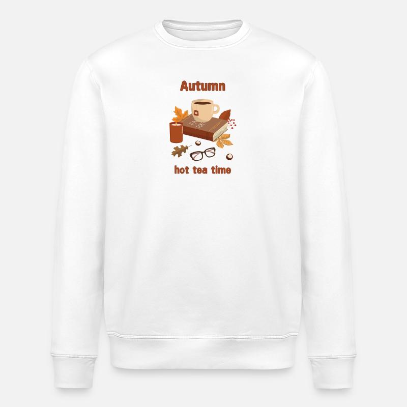 Herbst Heißer Tee Zeit Illustration - Stanley/Stella Unisex Bio-Sweatshirt ROLLER - Weiß