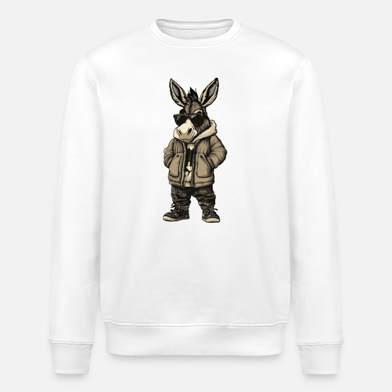 Donkey Cool Winter - Stanley/Stella ROLLER Unisex Organic Sweatshirt - white
