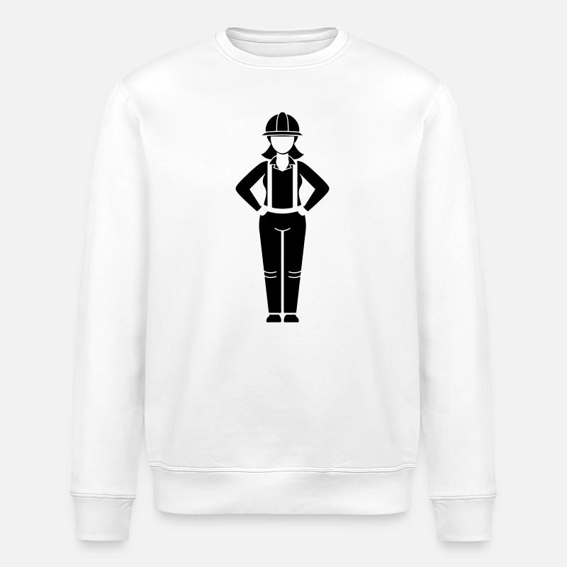 Construction Worker Woman Team Leader - Stanley/Stella ROLLER Unisex Organic Sweatshirt - white