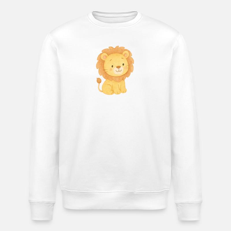 Mignon petit lion à  l’aquarelle - Sweat bio ROLLER Stanley/Stella Unisexe - blanc