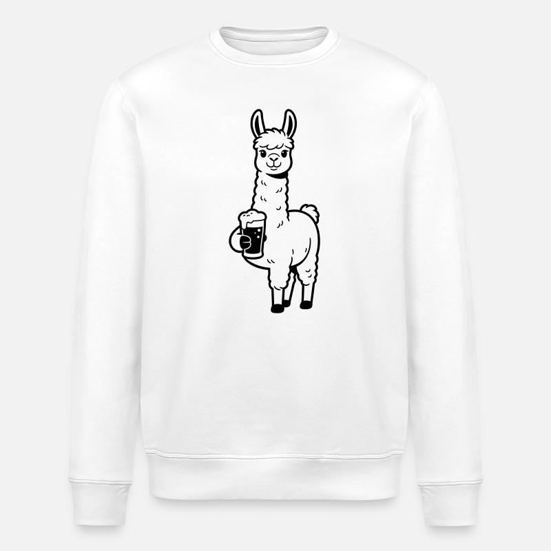 Llama mit Bier - Stanley/Stella Unisex Bio-Sweatshirt ROLLER - Weiß