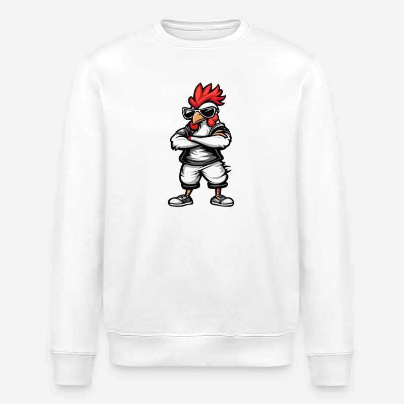 Rooster Comic Cool - Stanley/Stella ROLLER Unisex Organic Sweatshirt - white
