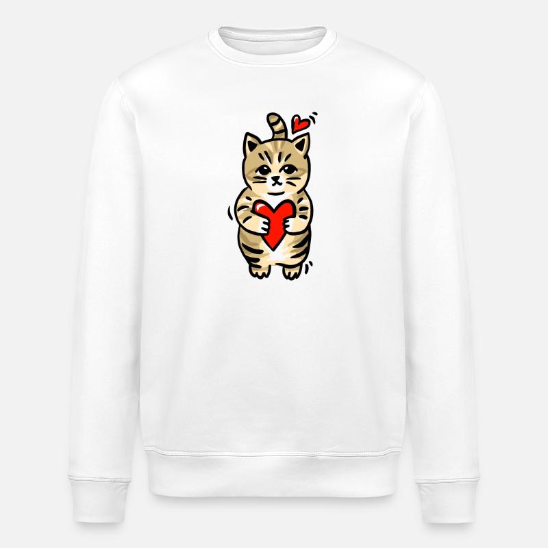 Süße Katze Herz - Stanley/Stella Unisex Bio-Sweatshirt ROLLER - Weiß