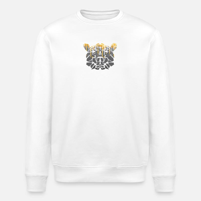 Geometric bear Mosaic with Gold Drips - Stanley/Stella ROLLER Unisex Organic Sweatshirt - white