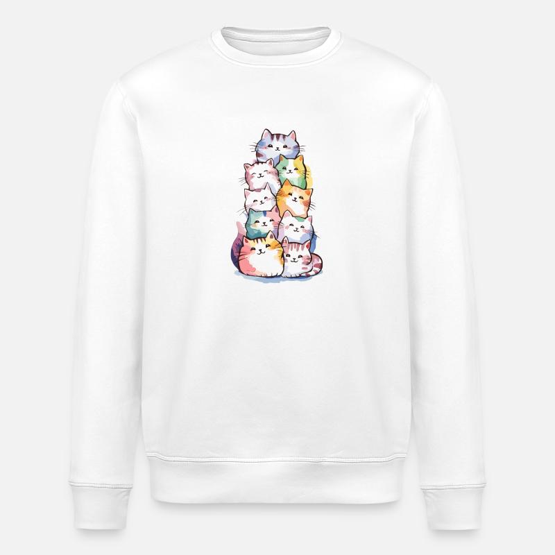 Liebenswerter Stapel bunter Katzen für - Stanley/Stella Unisex Bio-Sweatshirt ROLLER - Weiß