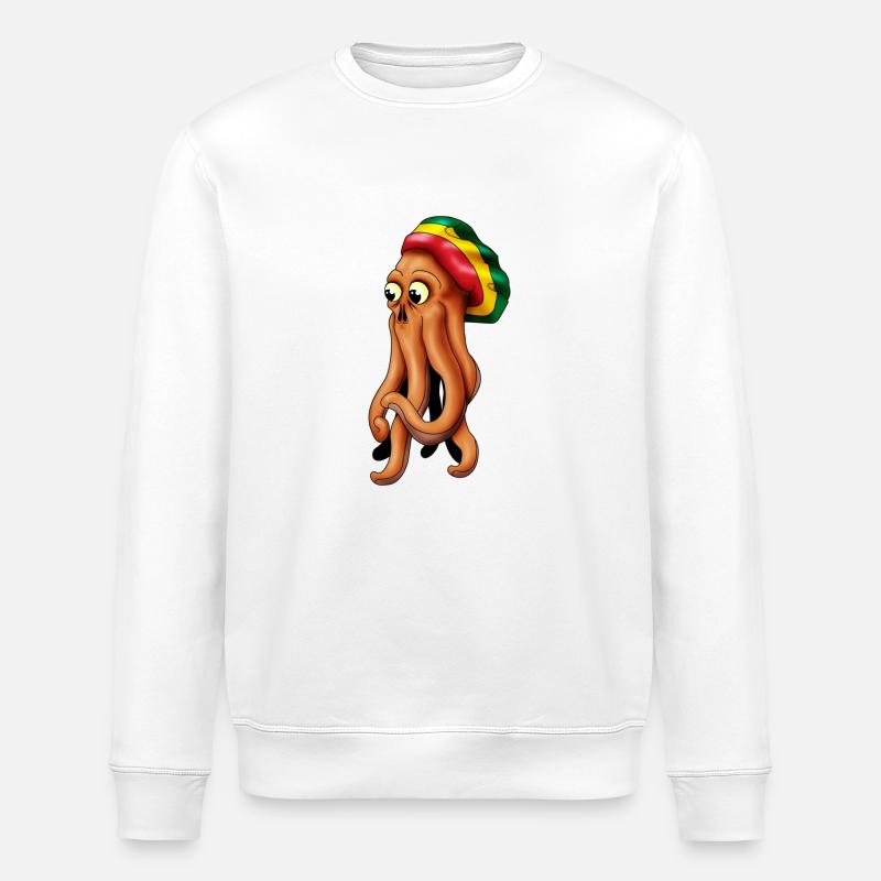 rasta squid cthuhlu - Stanley/Stella ROLLER Unisex Organic Sweatshirt - white