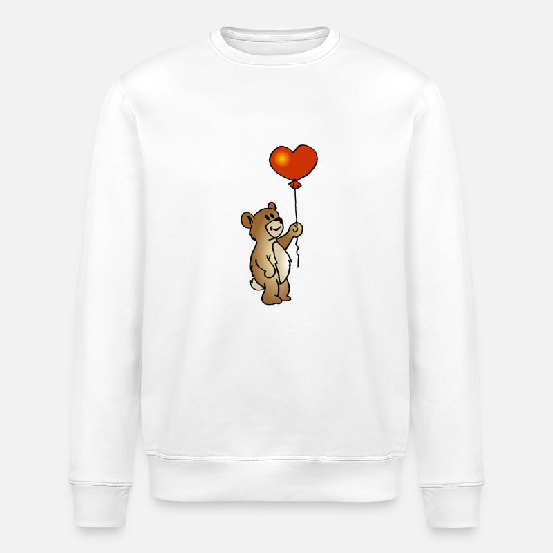 Teddy mit Herz - Stanley/Stella Unisex Bio-Sweatshirt ROLLER - Weiß
