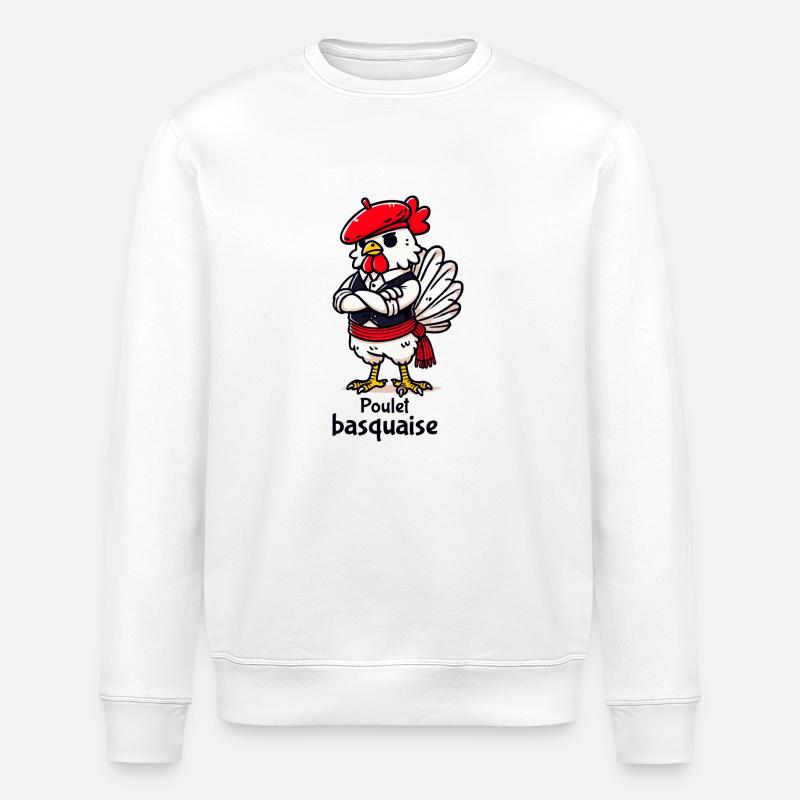 Poulet Basquaise - Dunkler Text - Stanley/Stella Unisex Bio-Sweatshirt ROLLER - Weiß