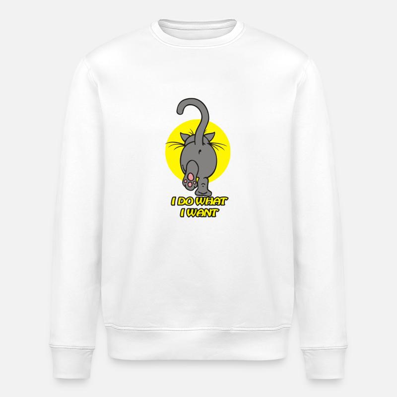 Cat Back Grey - Stanley/Stella ROLLER Unisex Organic Sweatshirt - white